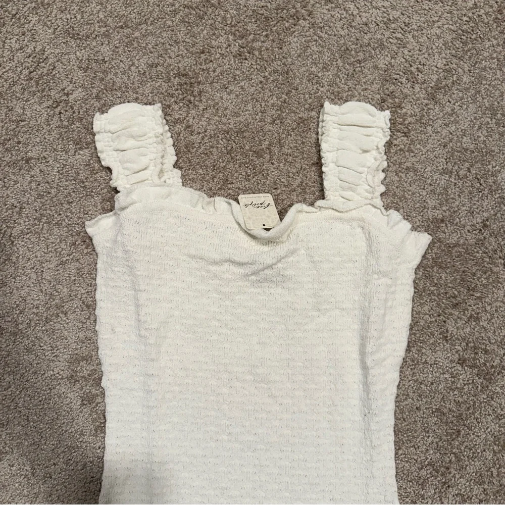 NWT - Free People Cream Ruffled Mini Dress